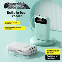 Mini batterie externe certifiée CE ROHS FCC, grande capacité 20000mAh, câble Type-C/Micro USB intégré, écran LED, technologie GaN 20W, charge rapide