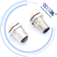 Conector de Montaje en Panel M12 de 3/4/5/6/8/12 Pines con Indicador LED, IP67 Impermeable, USB Tipo-C Hembra, Enchufe para Equipo Industrial