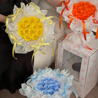 Buket mawar Mini gaya Korea bunga diawetkan, dekorasi kelas atas buatan tangan untuk pacar Hari Valentine