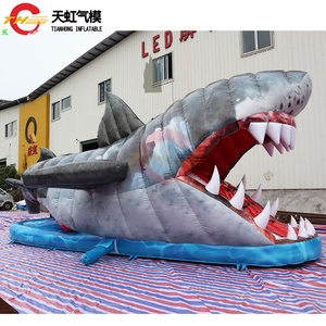 Tobogán de tiburón inflable gigante de 11m de largo, carrera de obstáculos inflable con <span class=keywords><strong>boca</strong></span> de tiburón feroz, juego deportivo a la venta - Product Image 3