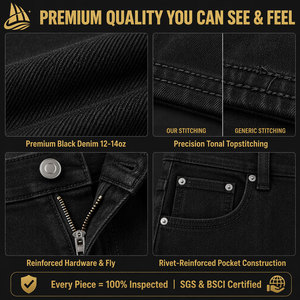 Short longueur genou denim noir personnalisé OEM Vintage Street Outdoor Jean Shorts pour hommes - Product Image 4