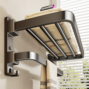 Porte-serviettes mural d'angle Ltgnis pour salle de bain, étagère de rangement durable avec crochets et panier pour douche et toilettes - Product Image 4