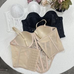Corset Bustier Scintillant Tendance pour Femme avec Paillettes, Soutien-Gorge Push-Up en Dentelle, Haut de Corset Étincelant pour Fête Nuptiale, Personnalisé OEM Vente en Gros - Product Image 6