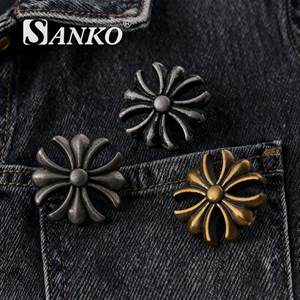 SANKO Oeko-Tex Aleación de zinc en relieve Tornillo de latón Espárragos Remache de metal Botón de logotipo personalizado para <span class=keywords><strong>Jeans</strong></span> Ropa de moda - Product Image 3