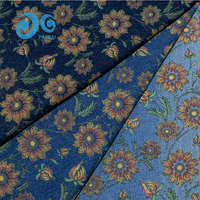 Tissu denim écologique botanique à imprimé floral réactif, couleur indigo résistante, base personnalisée, 300M, faible MOQ, pour robes de filles et femmes