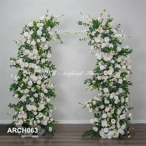 DKB Meilleures ventes Arche florale en forme de corne en soie artificielle avec roses blanches et delphiniums pour la décoration de cérémonies de mariage et les toiles de fond de demande en mariage - Product Image 3