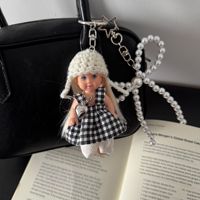 Poupée HECION OOTD en tricot, petite fille aux cheveux longs, élégante, avec un pull, porte-monnaie pendentif pour poupée, porte-clés personnalisé