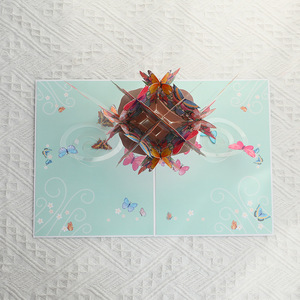 <span class=keywords><strong>Carte</strong></span> <span class=keywords><strong>de</strong></span> vœux 3D papillon en papier d'art bleu scellé pour la Saint-Valentin, la Fête des Mères, la Fête des Enseignants, bouquet <span class=keywords><strong>de</strong></span> fleurs, impression couleur - Product Image 3