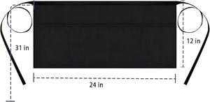 Tablier de serveur avec LOGO personnalisé Tablier de <span class=keywords><strong>serveuse</strong></span> noir Demi tabliers de taille courte pour <span class=keywords><strong>serveuse</strong></span> serveur femmes hommes avec 3 poches - Product Image 2