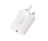 Chargeur rapide QC3.0 18W 5V/9V/12V Adaptateur mural USB pour téléphone portable, tablette et ordinateur portable avec matériau ignifuge pour PC