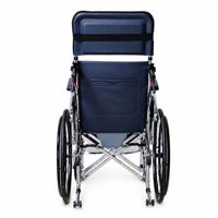 Fauteuil roulant inclinable en acier chromé avec siège ergonomique en U, roues en PU, accoudoirs amovibles, repose-pieds relevables et freins à main