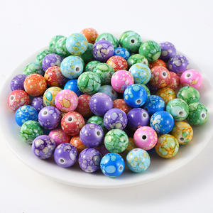 Perles acryliques rondes Perles artisanales pour la fabrication de bijoux Bracelet fait main Perles en porcelaine polymère lisse colorées - Product Image 1