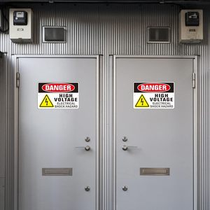 Señal de Peligro de Alto Voltaje, Adhesiva, de Aluminio, Metálica, Señales de Advertencia de Descargas Eléctricas, Resistente al Óxido y Reflectante - Product Image 5