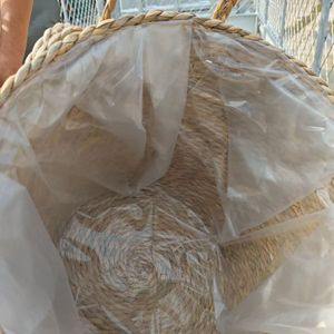Panier en bambou et en rotin, grand <span class=keywords><strong>pot</strong></span> de plante avec poignées, couvre-plantes pour la verdure, décoration de jardin bohème rustique écologique - Product Image 4