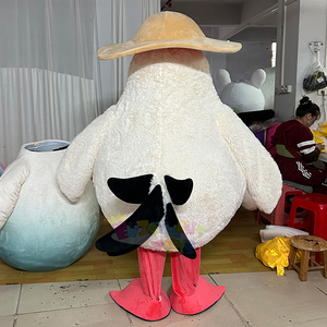 Hot Bán Tùy Chỉnh Dành Cho Người Lớn Gà Linh Vật Trang Phục-Trắng Phim Hoạt Hình Sang Trọng Nhân Vật Với Mũ Rơm & Cam Chân Cho Lễ Hội Đảng - Product Image 4