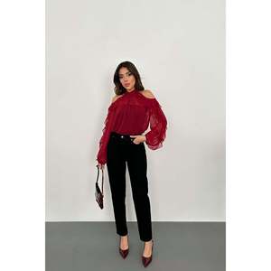 Pantalones Vaqueros Negros de Pierna Recta para Mujer al por Mayor, Transpirables, de Cintura Alta, Casuales, Estampados, de Mezclilla, Ajuste Holgado, Talla XL para Invierno - Product Image 4