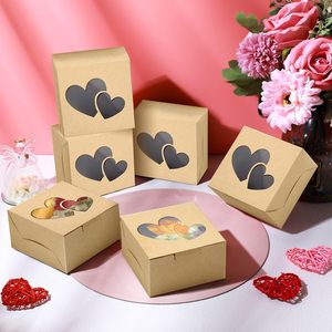 Scatole per Pasticceria di San Valentino, Scatole Kraft con Finestra a Doppio Cuore, Confezioni Regalo per Matrimoni, per Pasticcini e Sandwich - Product Image 5