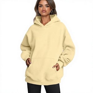 Skin <b>Women</b> Oversized Hoodie Sweatshirt Solid Color Cotton Knitted <b>Pullover</b> With Pockets Regular Length Autumn Wear - Product Image 1