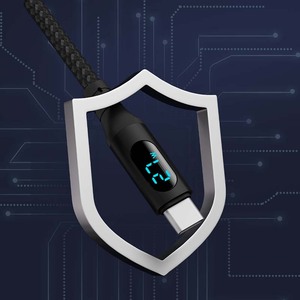 <span class=keywords><strong>2</strong></span> in 1デザイン発光LEDライトディスプレイ多機能USBおよびTYPE C 60w 20V3A PD充電ケーブル（高密度耐久性ナイロン製） - Product Image 1