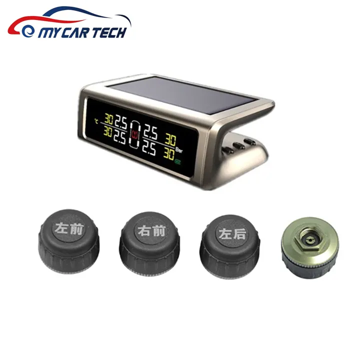 Solar Tpms Monitor Lcd Custom Auto Digitale Band Band Air Wijzerplaat Manometers Tester Psi Bandenspanningsmeter Druk Fabrikanten