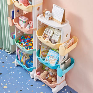 Chariot de <span class=keywords><strong>rangement</strong></span> pour jouets en plastique PP à <span class=keywords><strong>roulettes</strong></span>, empilable, anti-chute, organisateur multifonctionnel pour enfants - Product Image 4