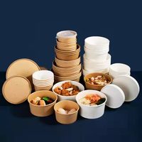 Ensemble de bols à soupe jetables en papier Kraft, bébés, 750, 1000 ou 1500cc, ensemble de bols à salade, artisanal