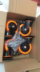 Roulette MW 3/4/5 pouces Orange PVC 75mm 100mm 125mm Roue de frein fixe pivotante pour chariot - Product Image 4