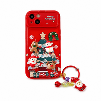 Coque de téléphone portable en silicone antichoc 3D effet miroir, motif dessin animé animal mignon sur le thème de Noël, peinte, compatible iPhone 15/14/13/12/11