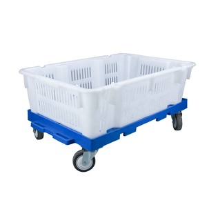 Plastic Stackable Nestable Turnover FishCrate / Aquatic Crates / Container With Bale Arm Handle