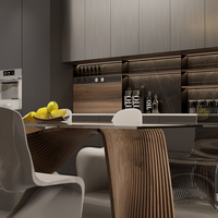Buffet italien avec porte coulissante pour la présentation du vin, équipé d'un éclairage LED