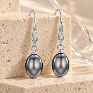 Pendientes colgantes de lágrima grises para mujer, diseño simple, accesorios para las orejas de uso diario - Product Image 4