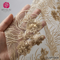 Nappe ronde HuaLai 120 pouces à sequins, blanc champagne, en maille scintillante, pour mariage, banquet, décoration d'événements, taille personnalisée, OEM