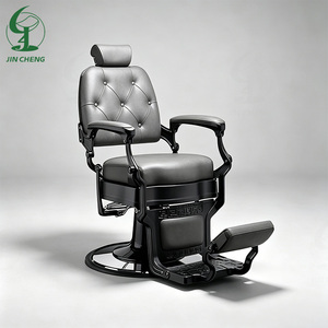 Silla de Barbero Profesional Jincheng, Totalmente Negra, Estilo Retro, Estructura Resistente, para Salón de Peluquería - Product Image 3