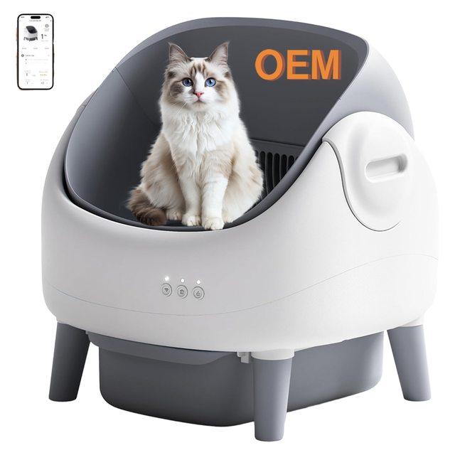 Open Top Smart App-Controlled Self Cleaning Eco-Friendly 50L Cat Pet Toilet ABS Plastic Automatic Litter Box Odor Control Easy