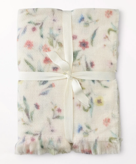 Floral Print Woven Faux Mohair Throw Blanket Soft Lightweight Summer Spring All Season Cover for Couch Bedroom Living Room