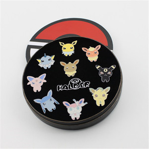 Ensemble de 9 badges/broches en alliage métallique plaqué or, édition 9Q, thème Famille Pokémon Anime, impression numérique, pour toutes les occasions - Product Image 2