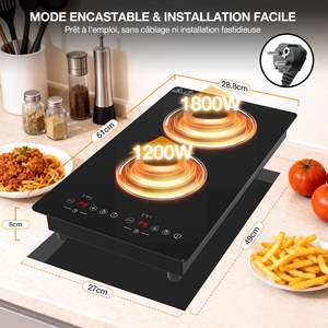 Estufa Eléctrica Comercial Empotrable de 2 Placas, Cocina de Inducción, Cocina de Infrarrojos, Pantalla Táctil, Quemador Doble, Placa de Inducción - Product Image 2