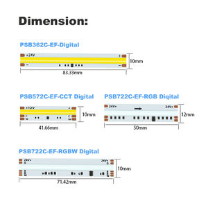 Iluminación Ambiental de Flujo de Agua Digital Perfecta, Tira de LED COB RGB Direccionable, Sin Puntos Oscuros, 720 LED/M, DC24V, 12/22W/M, Iluminación Uniforme - Product Image 3