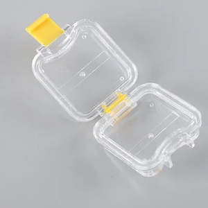 Scatola di plastica portatile a membrana con cerniera gialla PS pellicola traslucida corona per protesi dentaria - Product Image 2