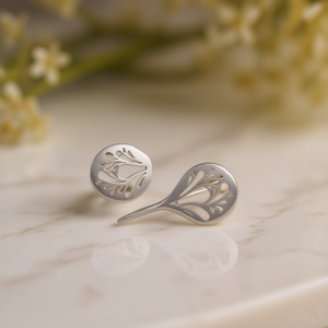 Elegant 925 Silver <b>Stud</b> <b>Earrings</b> Women's Minimalist Plant Design White Gold Color Everyday Wear <b>Fine</b> Jewelry - Product Image 2