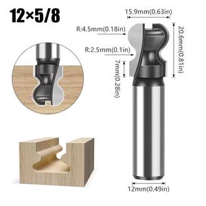 Outils de coupe du bois Profil <span class=keywords><strong>Demi</strong></span>-<span class=keywords><strong>Rond</strong></span> Bit Cabinet Double Courbe Doigt Routeur Bit pour Tiroir Poignée - Product Image 5