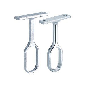 Supporto Ovale Cromato per Asta <span class=keywords><strong>Armadio</strong></span>, Supporto per Tubo Guardaroba, Staffa di Sostegno per Tubo Ovale - Product Image 2