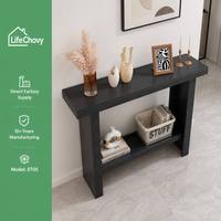 Table console noire à grain de bois, table d'appoint étroite pour couloir, meuble moderne pour entrée d'appartement, panneau écologique