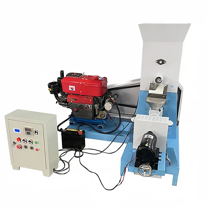 automatic diesel engine floating fish rabbit chicken cattle feed pellet making extruder machine for catfish and tilapia