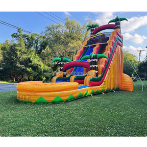 Tobogá<span class=keywords><strong>n</strong></span> inflable tropical alto amarillo de mármol resistente de 22 pies con piscina - Product Image 4