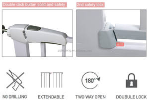 Barrière de sécurité pour bébé en métal durable, fermeture automatique, double verrouillage, installation facile, barrière extra épaisse pour animaux domestiques et chiens, barrière de sécurité pour escaliers, barrière de sécurité pour enfants - Product Image 6