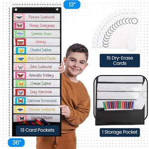 Tabla de horarios diarios de 13 bolsillos, papel laminado, planificador visual duradero para niños de 3 a 6 años - Product Image 2