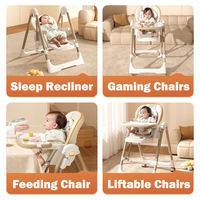 Chaise Haute Balancelle Bébé Kidilo 2-en-1 avec Coussin Doux, Chaise de Repas pour Enfants pour l'Alimentation et Utilisation en Extérieur, en Stock