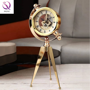 Đồng Hồ Thủ Công Màu Vàng Kim Loại Châu Âu Đồng Hồ Để Bàn Đồng Hồ Để Bàn Máy Ảnh Ba Chân Phòng Học - Product Image 1
