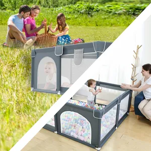 Foldable Portable Toddler Indoor Folding Plastic Square Play Yard Firmly Safety Fence Large Baby Kids Playpens for Children